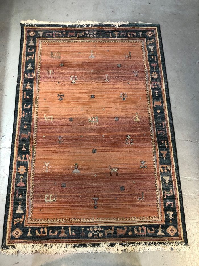Blue and Orange Aztec Rug