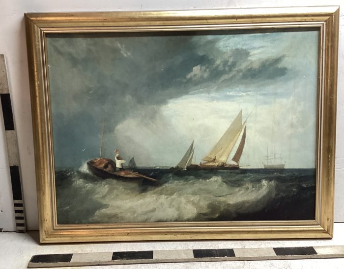 Landscape painting of sailor at sea