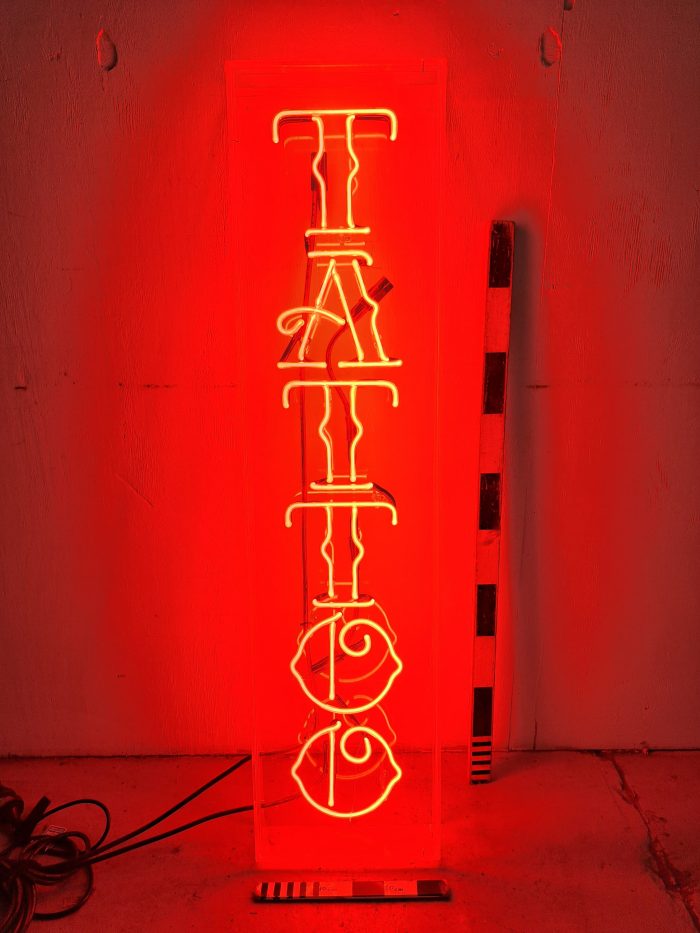 Vertical Neon Tattoo Sign