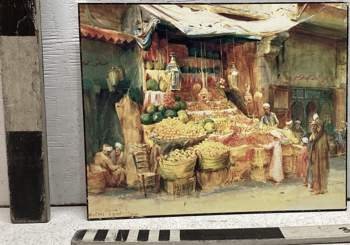 Painting of Middle Eastern fruit market