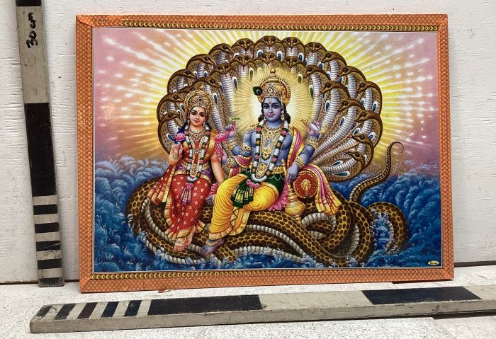 Hindi painting of Krishna and wife