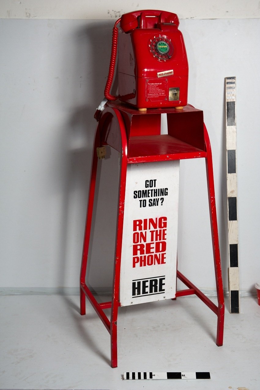 Vintage red pay phone – PropCo